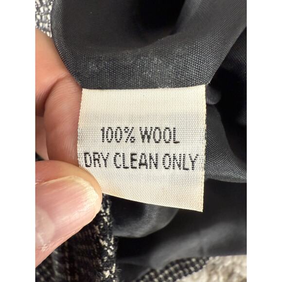 Talbots Size 12 Wool Career Notched Blazer Jacket Black/White Long Sleeve Button - Picture 8 of 9